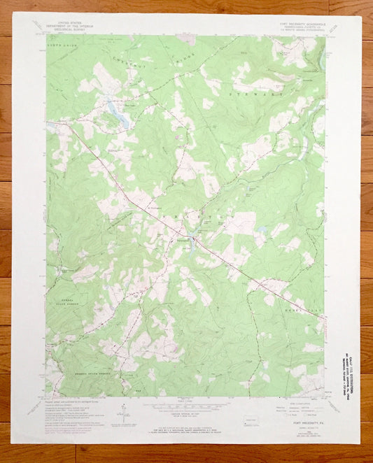 Antique Fort Necessity, Pennsylvania 1964 US Geological Survey Topographic Map – Fayette County, Farmington, Deer Lake, Chalkhill Wharton PA