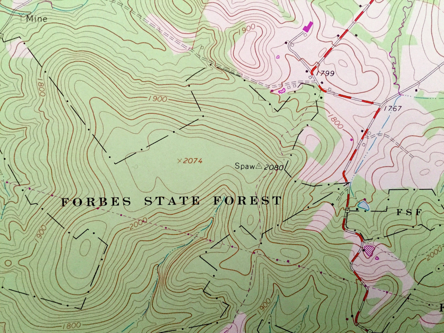 Antique Fort Necessity, Pennsylvania 1964 US Geological Survey Topographic Map – Fayette County, Farmington, Deer Lake, Chalkhill Wharton PA