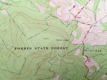 Antique Fort Necessity, Pennsylvania 1964 US Geological Survey Topographic Map – Fayette County, Farmington, Deer Lake, Chalkhill Wharton PA