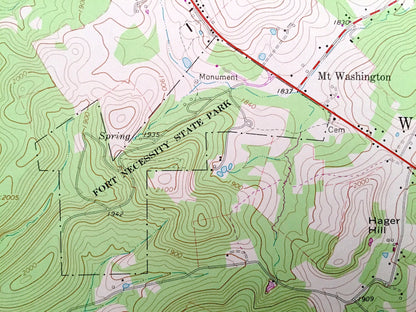 Antique Fort Necessity, Pennsylvania 1964 US Geological Survey Topographic Map – Fayette County, Farmington, Deer Lake, Chalkhill Wharton PA