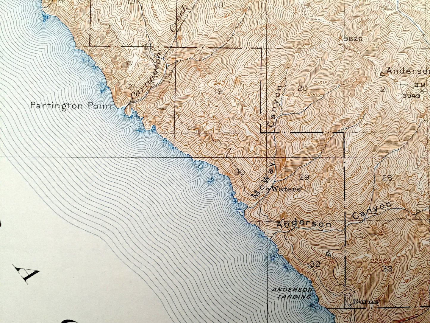 Antique Lucia, California 1921 US Geological Survey Topographic Map – Monterey County, Tassajara Hot Springs, Lopez Point, Los Padres, CA