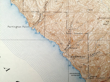 Antique Lucia, California 1921 US Geological Survey Topographic Map – Monterey County, Tassajara Hot Springs, Lopez Point, Los Padres, CA