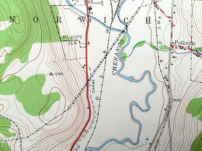 Antique Norwich, New York 1943 US Geological Survey Topographic Map – Chenango Co, Preston, Plymouth, North Norwich, Galena, Plasterville