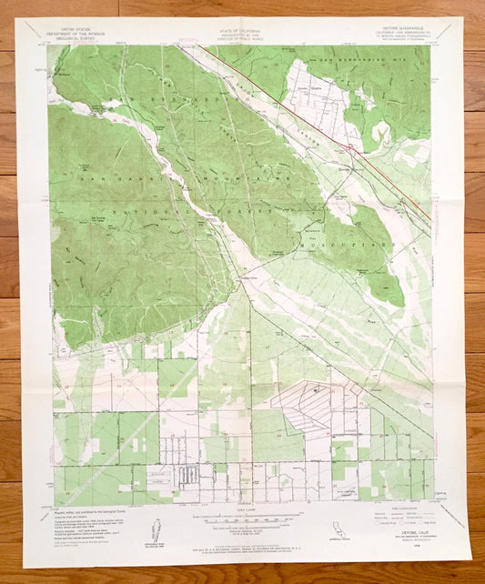 Antique Devore, California 1954 US Geological Survey Topographic Map – San Bernardino County, Nealeys Corner, Scotland, Muscupiabe CA