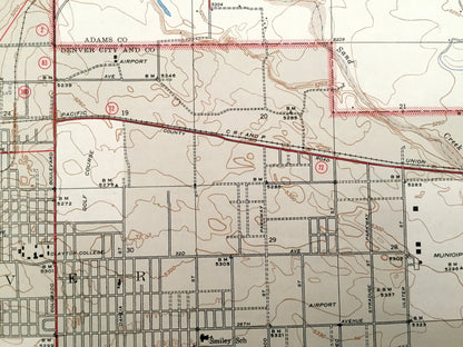 Antique Denver, Colorado 1947 US Geological Survey Topographic Map – Derby, Irondale, Dupont, Welby, South Platte River, Adams County, CO