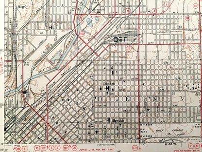 Antique Denver, Colorado 1947 US Geological Survey Topographic Map – Derby, Irondale, Dupont, Welby, South Platte River, Adams County, CO