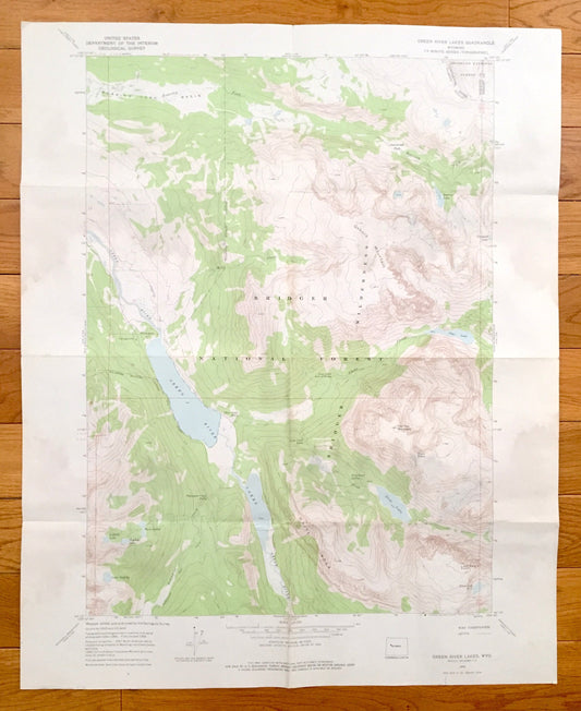 Antique Green River Lakes, Wyoming 1968 US Geological Survey Topographic Map – Sublette County, Bridger National Forest, Bridger Wilderness