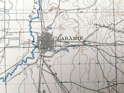 Antique Laramie, Wyoming 1908 US Geological Survey Topographic Map – Albany County, Medicine Bow National Park, Red Buttes, Jelm Mountain WY