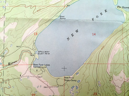 Antique New Fork Lakes, Wyoming 1967 US Geological Survey Topographic Map – Sublette County, Willow Lake, New Fork River, Little Flattop Mtn