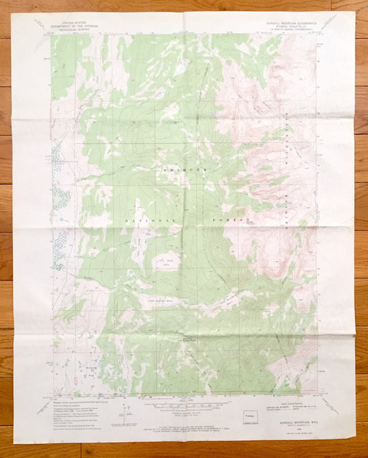 Antique Kendall Mountain, Wyoming 1968 US Geological Survey Topographic Map – Sublette County, Gypsum Hill, Marsh Creek, Upper Boulder Basin