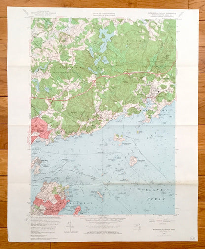 Antique Marblehead, Massachusetts 1956 US Geological Survey Topographic Map – Essex County, Manchester, Beverly, Salem, Wenham, Hamilton