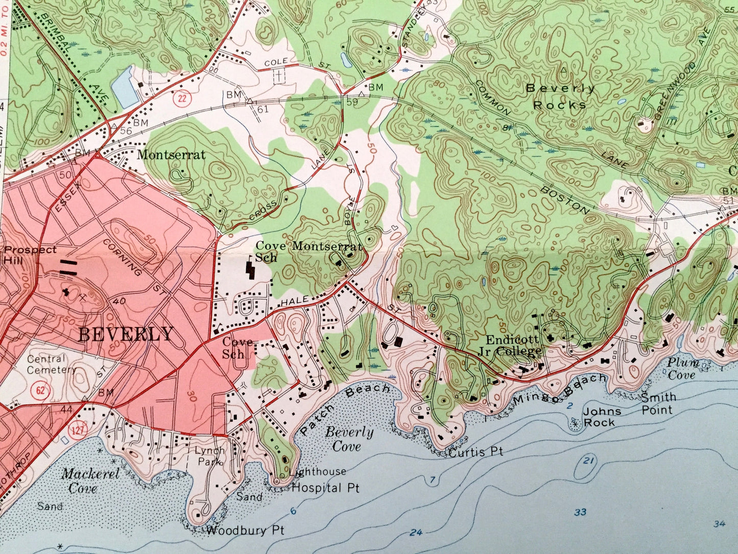 Antique Marblehead, Massachusetts 1956 US Geological Survey Topographic Map – Essex County, Manchester, Beverly, Salem, Wenham, Hamilton