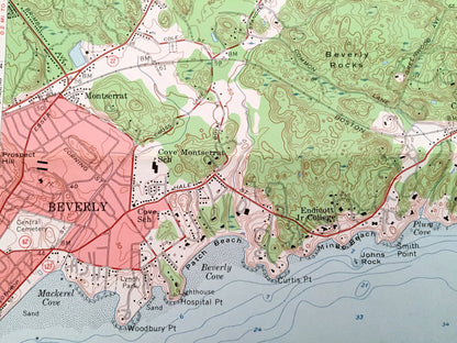 Antique Marblehead, Massachusetts 1956 US Geological Survey Topographic Map – Essex County, Manchester, Beverly, Salem, Wenham, Hamilton
