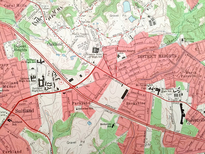 Antique Anacostia, Washington DC & Maryland 1965 US Geological Survey Topographic Map – Prince Georges County, Clinton, Camp Springs Twining