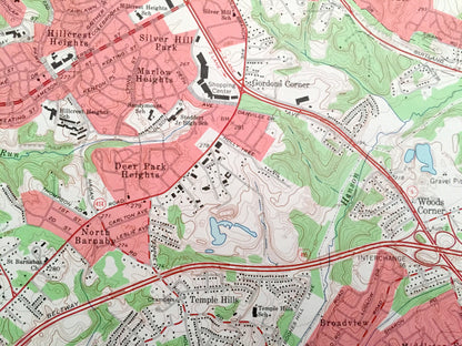 Antique Anacostia, Washington DC & Maryland 1965 US Geological Survey Topographic Map – Prince Georges County, Clinton, Camp Springs Twining