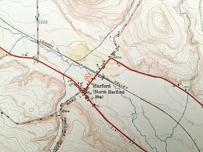 Antique Harford, New York 1951 US Geological Survey Topographic Map – Cortland, Tioga County, Lisle, Richford, Lapeer, Virgil, Harford Mills