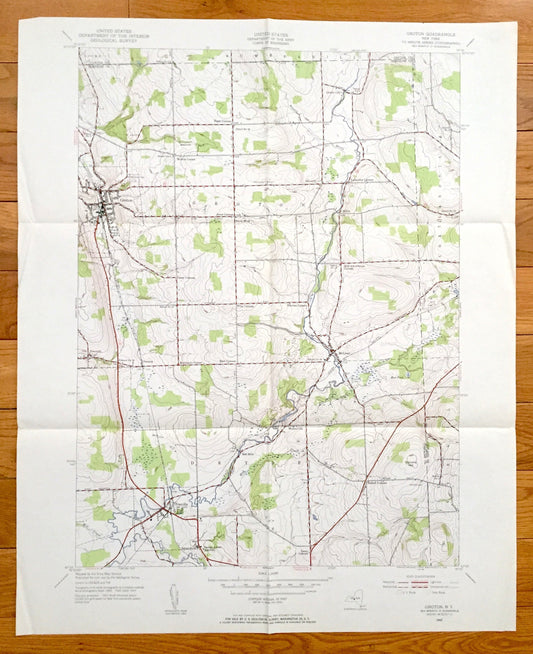Antique Groton, New York 1942 US Geological Survey Topographic Map – Tompkins County, Locke, Dryden, Red Mills Virgil Freeville Peruville NY