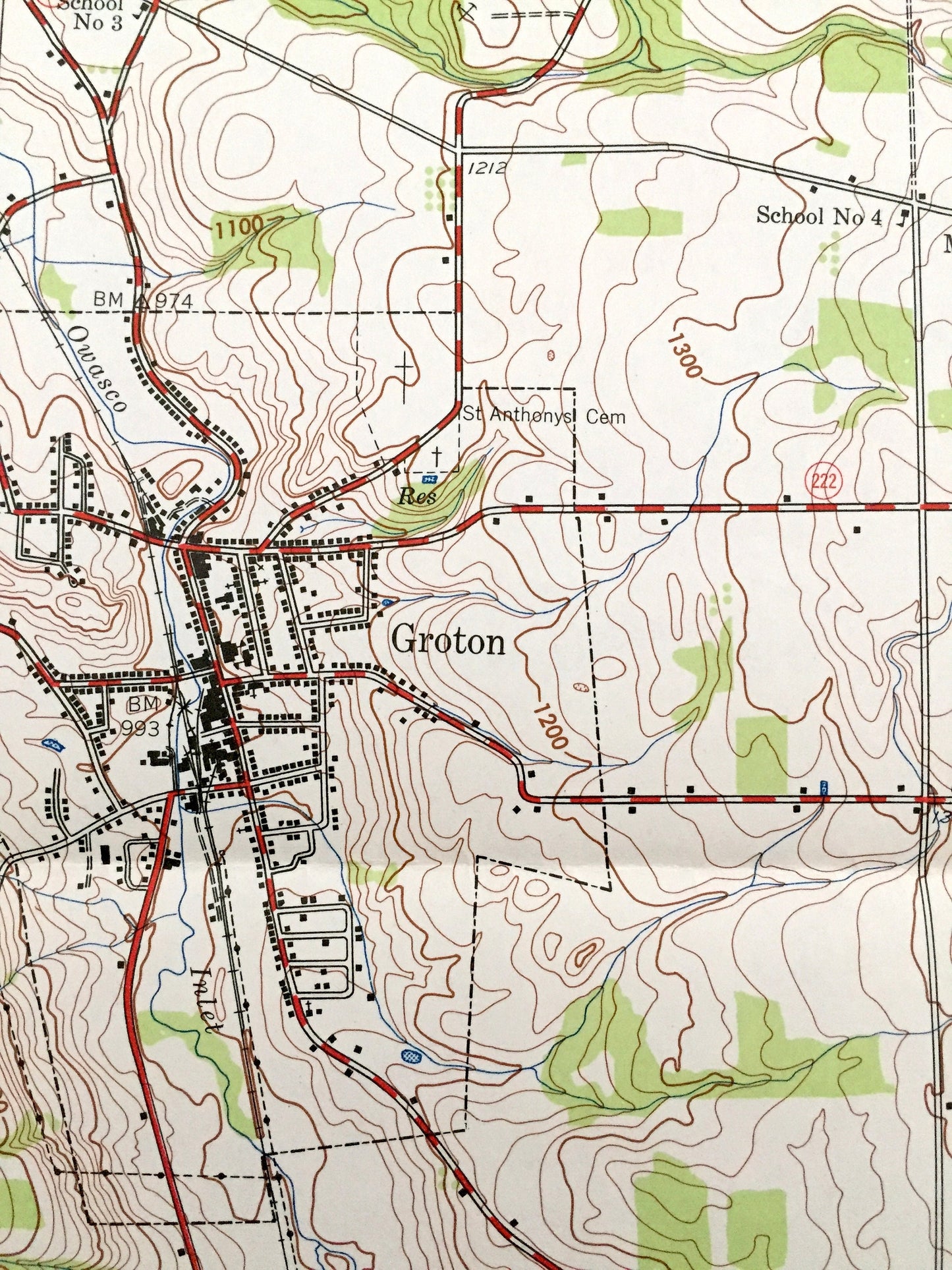 Antique Groton, New York 1942 US Geological Survey Topographic Map – Tompkins County, Locke, Dryden, Red Mills Virgil Freeville Peruville NY