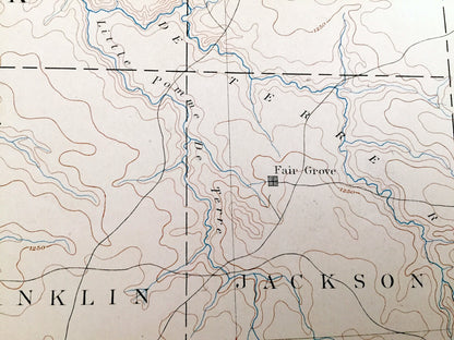 Antique Springfield, Missouri 1886 US Geological Survey Topographic Map – Pleasant Hope, Strafford, Ebenezer, Polk, Greene, Christian County