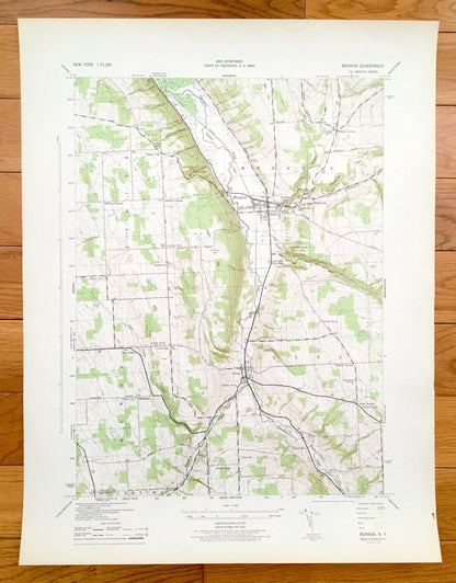 Antique Moravia, New York 1943 US Geological Survey Topographic Map – Venice, Genoa, Locke Montville Fillmore Glen Cayuga Tompkins County NY