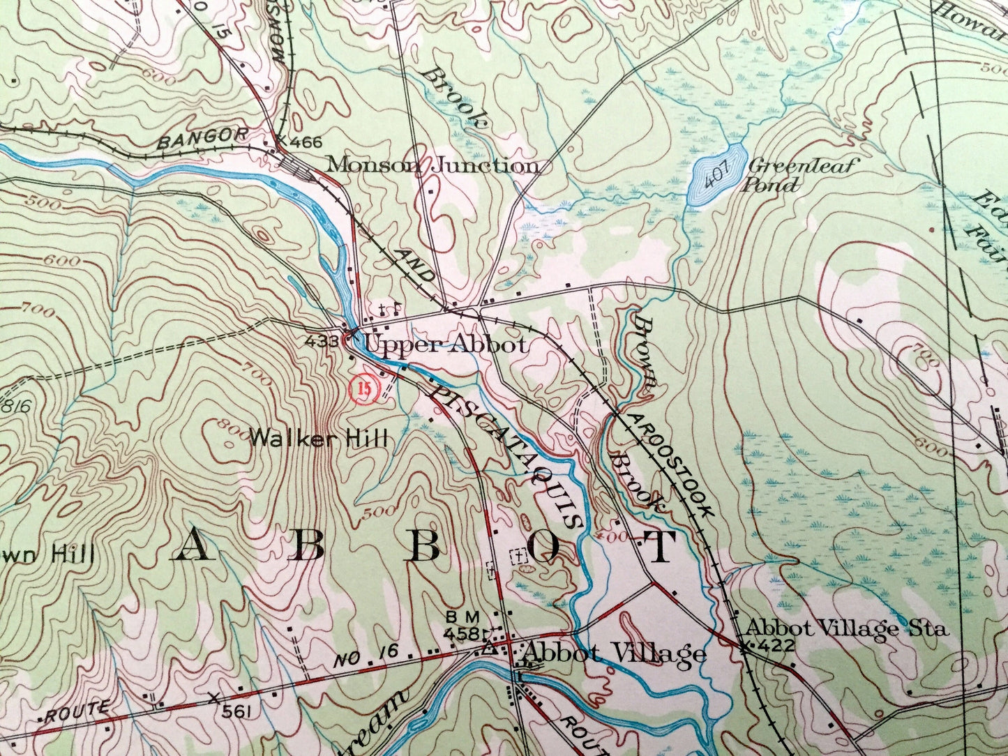 Antique Guilford, Maine 1933 US Geological Survey Topographic Map - Abbot, Dover-Foxcroft, Dexter, Cambridge, Ripley, Sangerville, ME