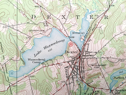 Antique Guilford, Maine 1933 US Geological Survey Topographic Map - Abbot, Dover-Foxcroft, Dexter, Cambridge, Ripley, Sangerville, ME