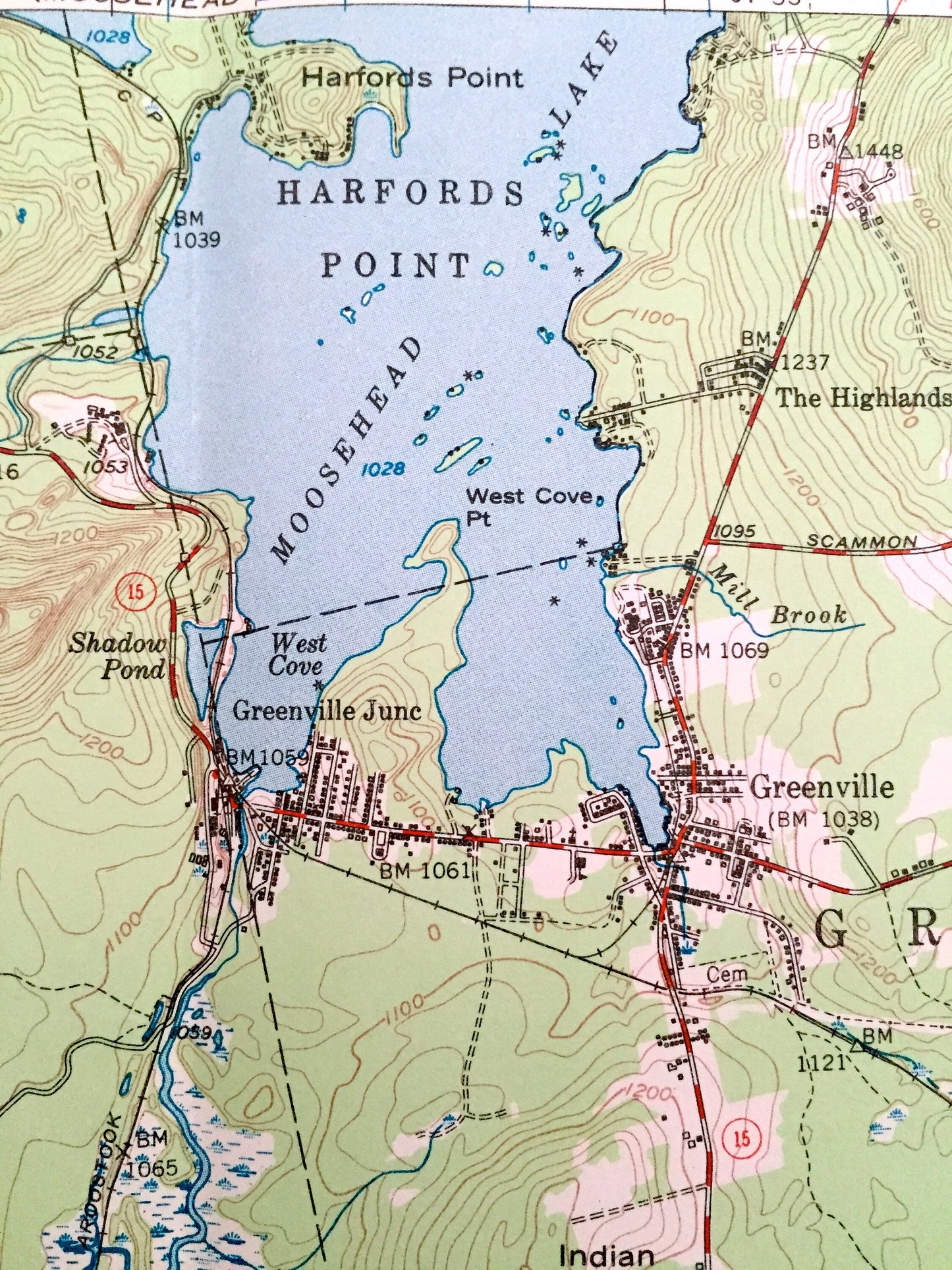 Antique Greenville, Maine 1951 US Geological Survey Topographic Map – Moosehead Lake, Shirley, Elliottsville, Blanchard, Monson, Piscataquis