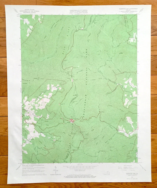 Antique Thornton Gap, Virginia 1965 US Geological Survey Topographic Map –Rappahannock County, Shenandoah Park, Blue Ridge, Morning Star, VA