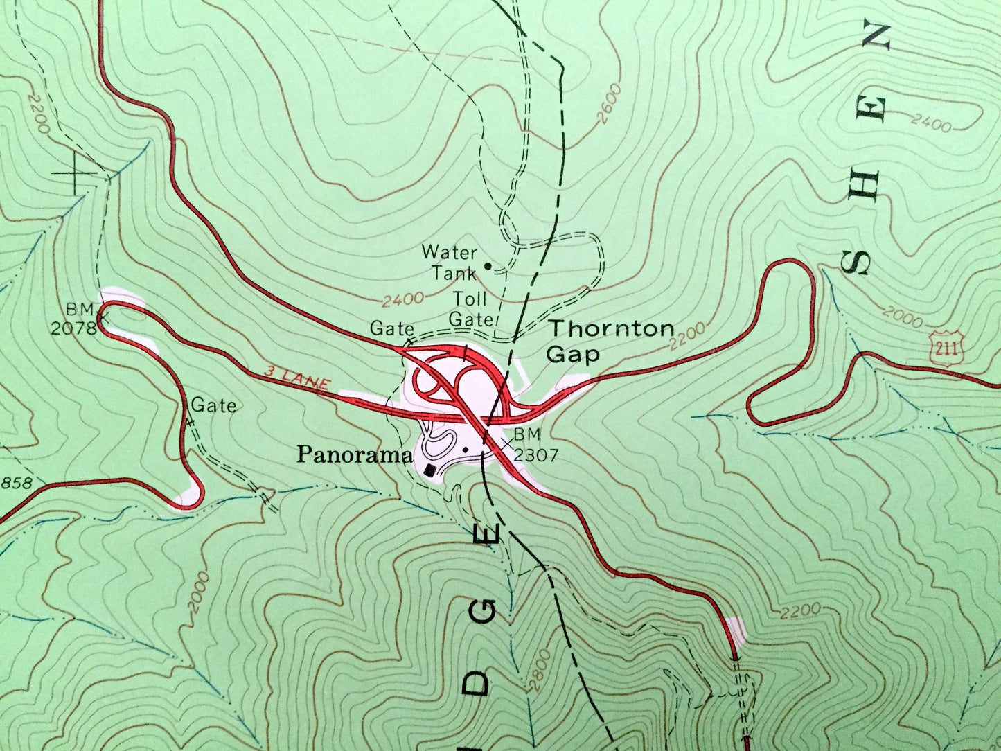 Antique Thornton Gap, Virginia 1965 US Geological Survey Topographic Map –Rappahannock County, Shenandoah Park, Blue Ridge, Morning Star, VA