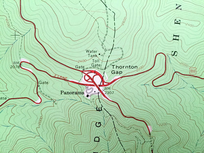 Antique Thornton Gap, Virginia 1965 US Geological Survey Topographic Map –Rappahannock County, Shenandoah Park, Blue Ridge, Morning Star, VA
