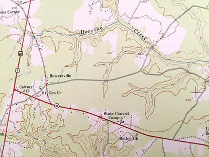 Antique Hanover, Virginia 1951 US Geological Survey Topographic Map – Hanover County, Tuck Fork, Etna Mills, Edgar, Mangohick, Point Eastern