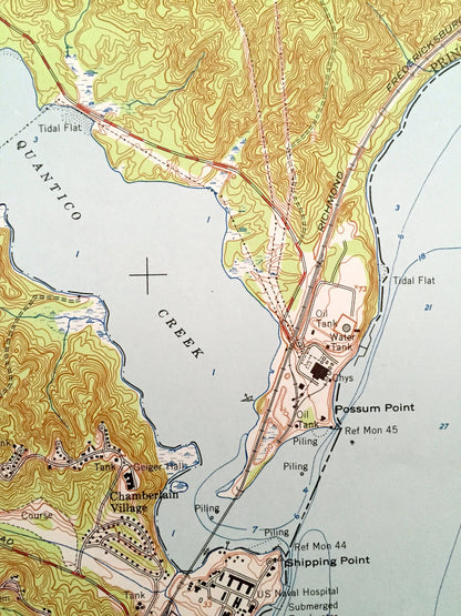 Antique Quantico, Virginia & Maryland 1952 US Geological Survey Topographic Map – Prince William County Cherry Hill Melrose Gardens VA