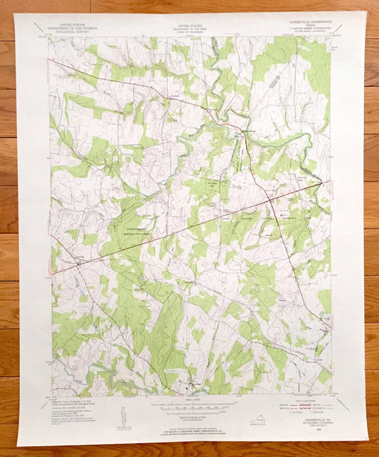 Antique Gainesville, Virginia 1953 US Geological Survey Topographic Map – Prince William County, Wellington, Rixlew, Manassas Battlefield VA