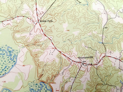Antique Penola, Virginia 1951 US Geological Survey Topographic Map – Caroline Co, Oak Corner, Kemp Corner, File, Wrights Fork, Shumansville