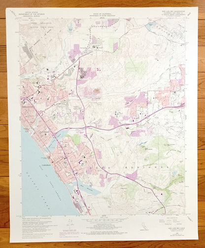 Antique San Luis Rey, California 1968 US Geological Survey Topographic Map – San Diego County, Camp Pendleton, Carlsbad, Oceanside, Vista CA