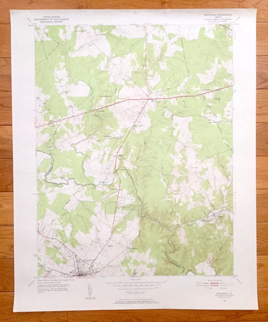Antique Manassas, Virginia 1951 US Geological Survey Topographic Map – Prince William County, Fairfax, Clifton, Yorkshire, Park, Bull Run VA