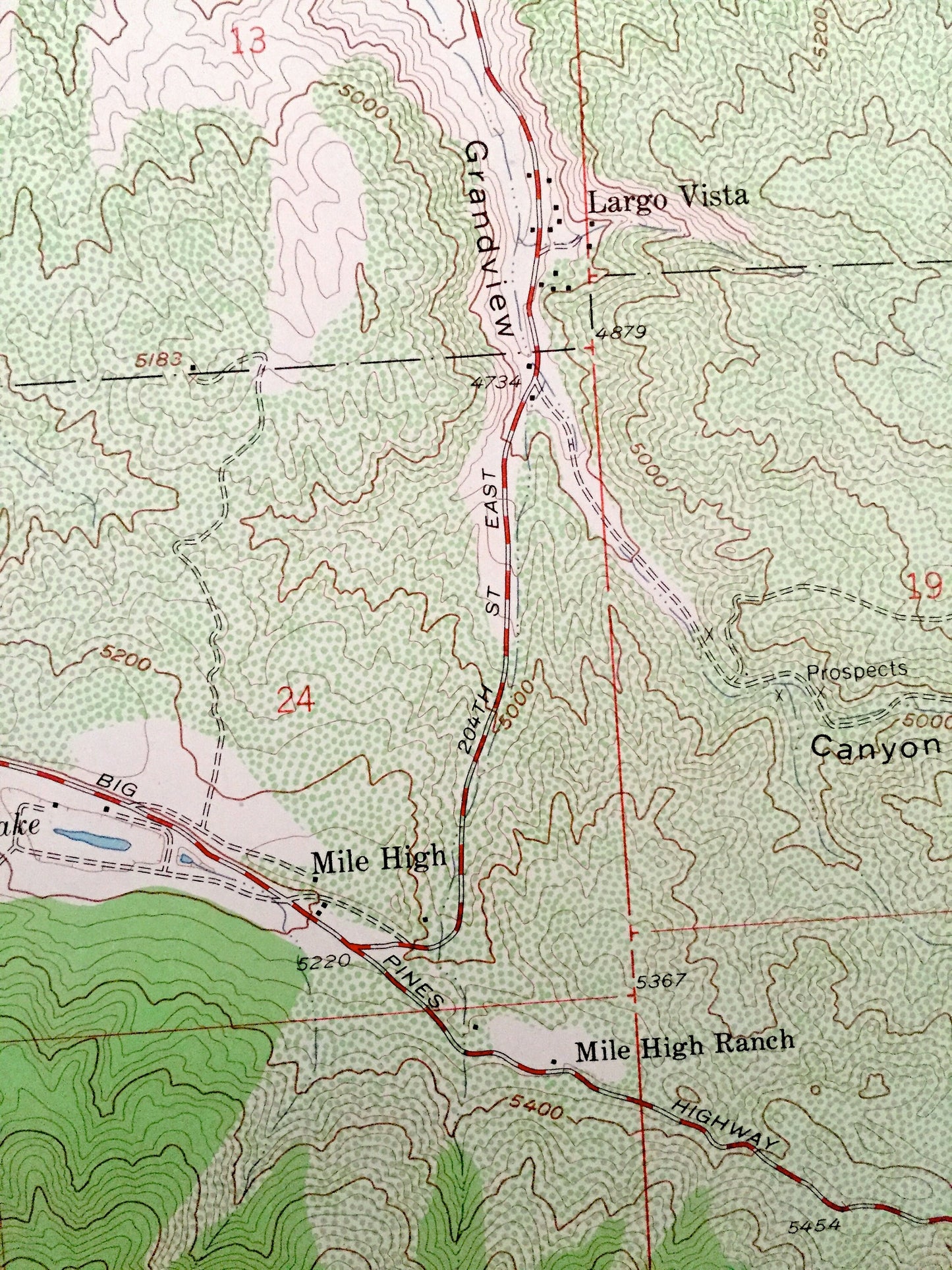 Antique Valyermo, California 1958 US Geological Survey Topographic Map – Los Angeles County, Paradise Springs, Big Rock, Largo Vista, CA