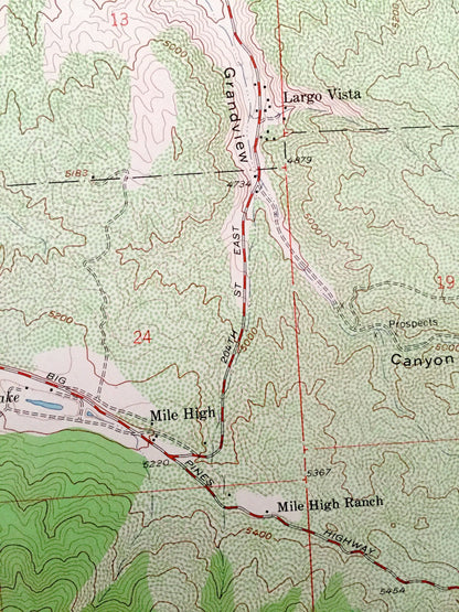 Antique Valyermo, California 1958 US Geological Survey Topographic Map – Los Angeles County, Paradise Springs, Big Rock, Largo Vista, CA
