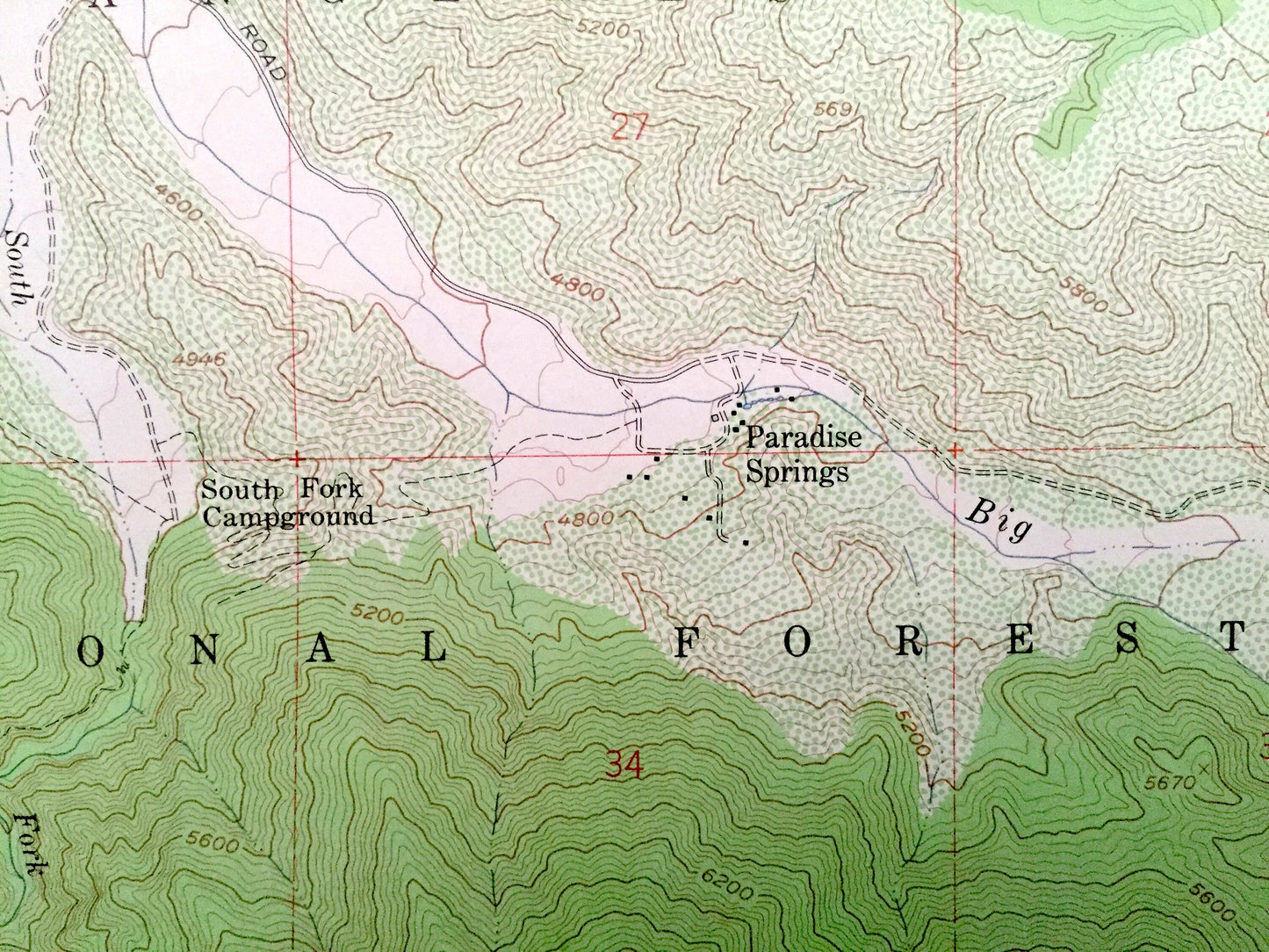 Antique Valyermo, California 1958 US Geological Survey Topographic Map – Los Angeles County, Paradise Springs, Big Rock, Largo Vista, CA