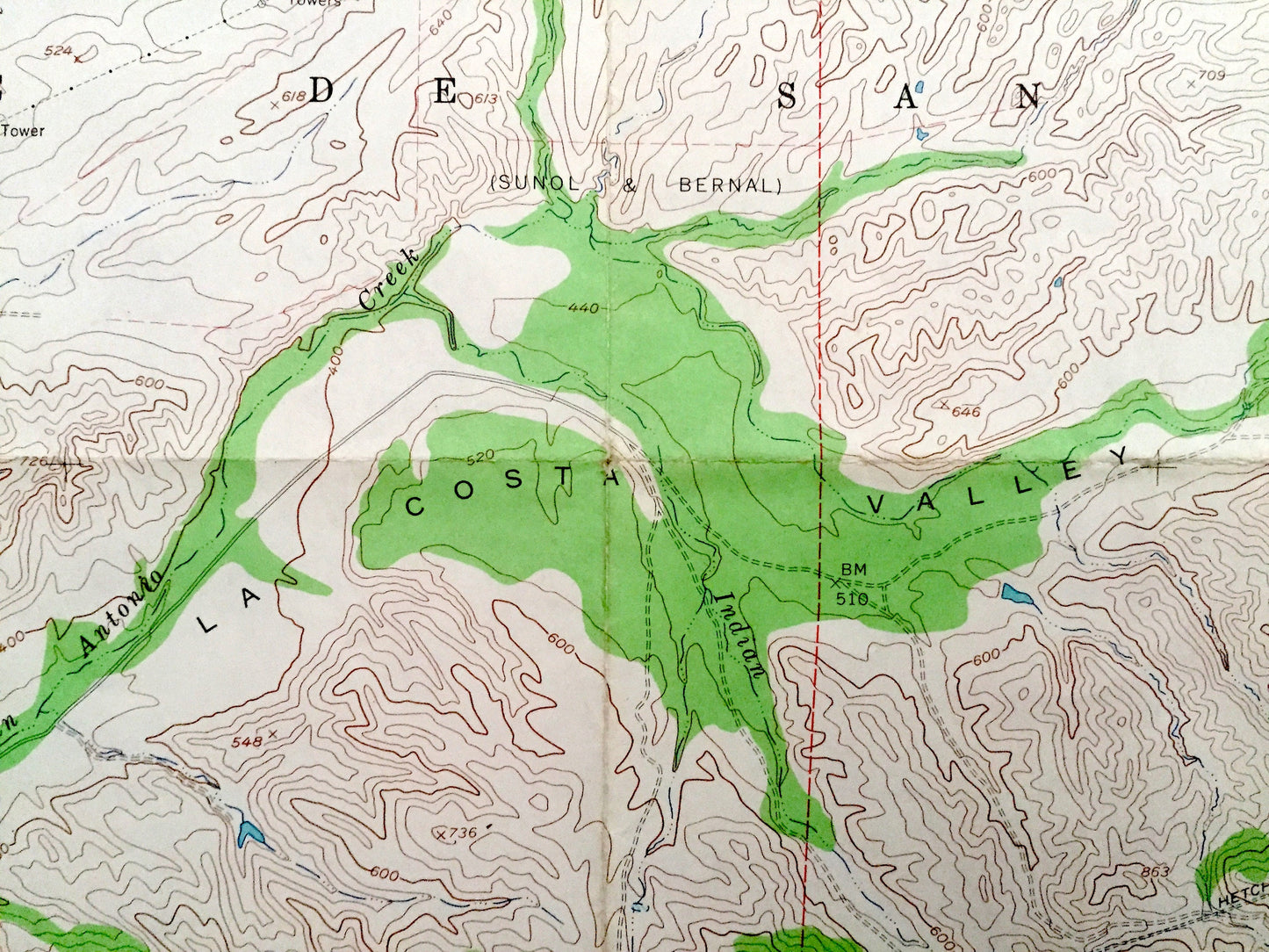 Antique La Costa Valley, California 1960 US Geological Survey Topographic Map – Alameda County, Scotts Corner, Valle de San Jose, Sunol, CA
