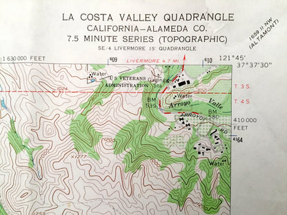 Antique La Costa Valley, California 1960 US Geological Survey Topographic Map – Alameda County, Scotts Corner, Valle de San Jose, Sunol, CA