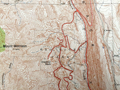 Antique Morrison, Colorado 1938 US Geological Survey Topographic Map – Golden, Idledale, Red Rocks, Jefferson County, Green Mountain