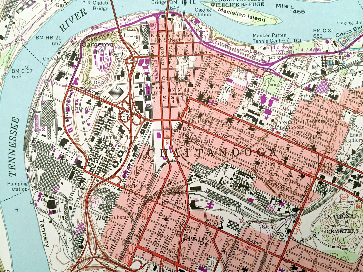 Antique Chattanooga, Tennessee 1969 US Geological Survey Topographic Map – Hamilton County, Tiftonia, Brainerd, Alton Park, Oakgrove, TN