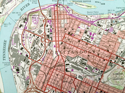 Antique Chattanooga, Tennessee 1969 US Geological Survey Topographic Map – Hamilton County, Tiftonia, Brainerd, Alton Park, Oakgrove, TN