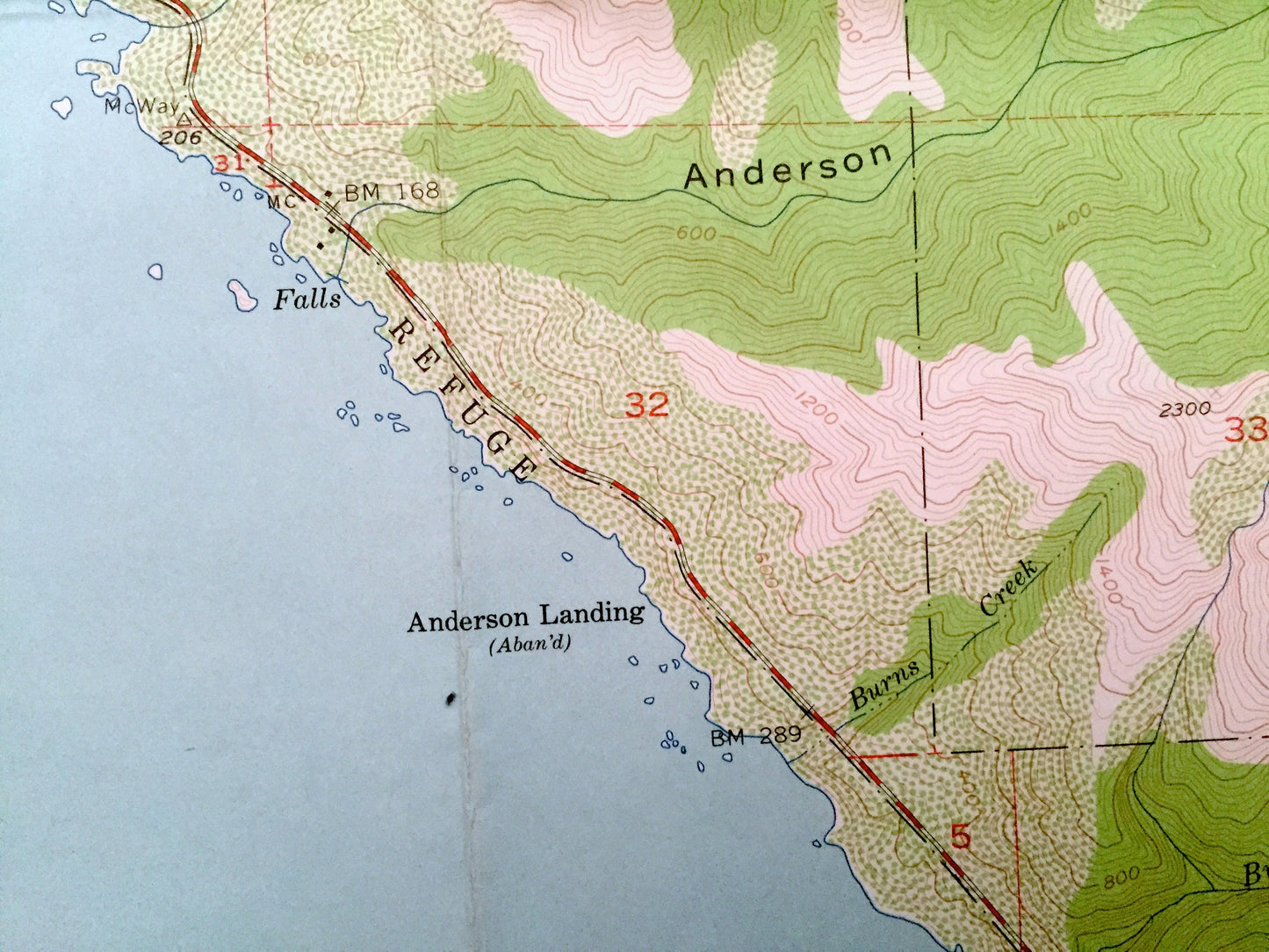 Antique Partington Ridge, California 1956 US Geological Survey Topographic Map – Monterey County, Pacific Ocean McWay Canyon Grimes Point CA