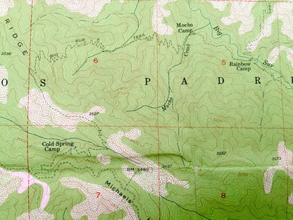 Antique Partington Ridge, California 1956 US Geological Survey Topographic Map – Monterey County, Pacific Ocean McWay Canyon Grimes Point CA