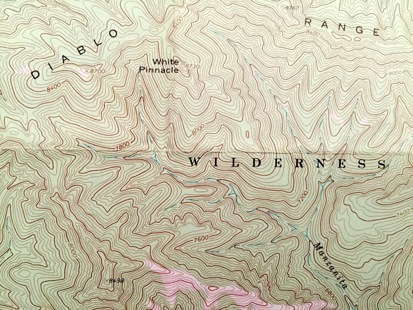 Antique Diablo Range, New Mexico 1965 US Geological Survey Topographic Map –Catron Co, Gila National Forest, White Pinnacle, Manzanita Creek