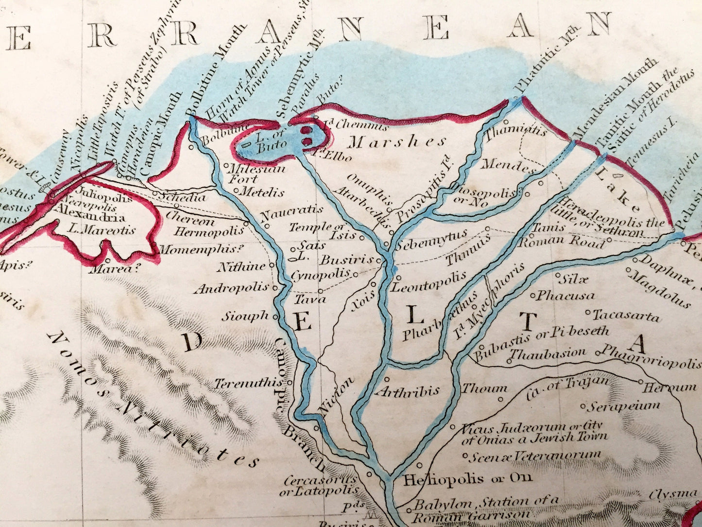 Antique 1856 Ancient Egypt Map from SDUK Atlas – Memphis, Israel, Jordan, Gaza, Saudi Arabia, Sudan, Ethiopia, Nile, Thebes, Alexandria
