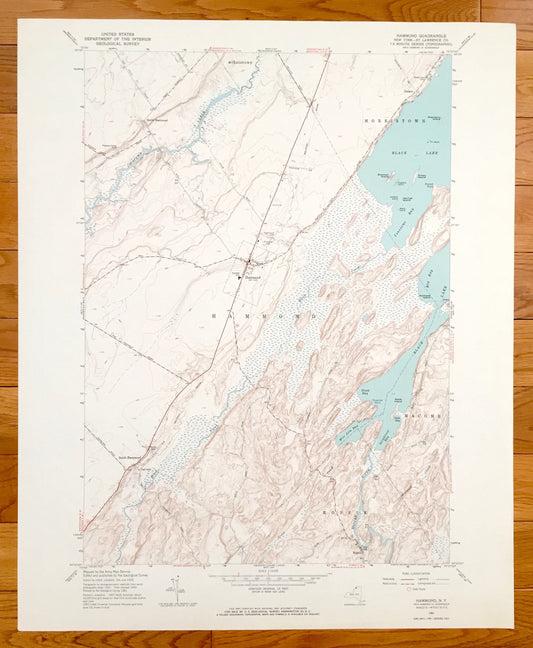 Antique Hammond, New York 1961 US Geological Survey Topographic Map – St Lawrence County, North, Morristown, Oakvale, Rossie, Black Lake, NY