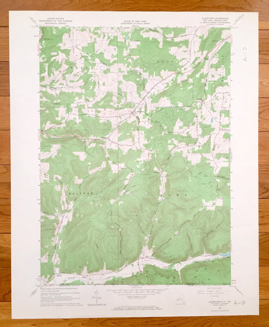 Antique Allentown, New York 1965 US Geological Survey Topographic Map – Pennsylvania, Allegany County, Vosburg, Sawyer Bolivar Hoben Alma NY